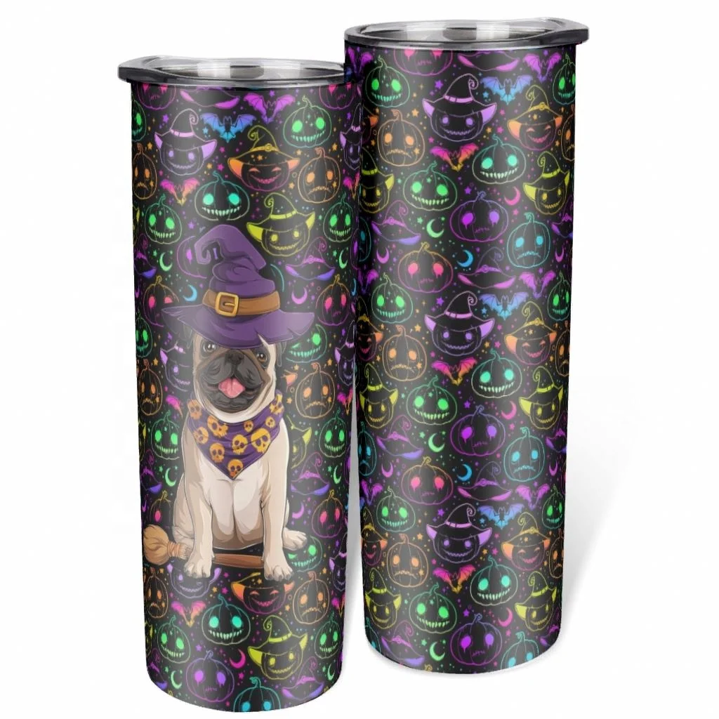 

2021 Coffee Car Cup Hugged Dog Halloween Broom Witch Hat Environmental Protection