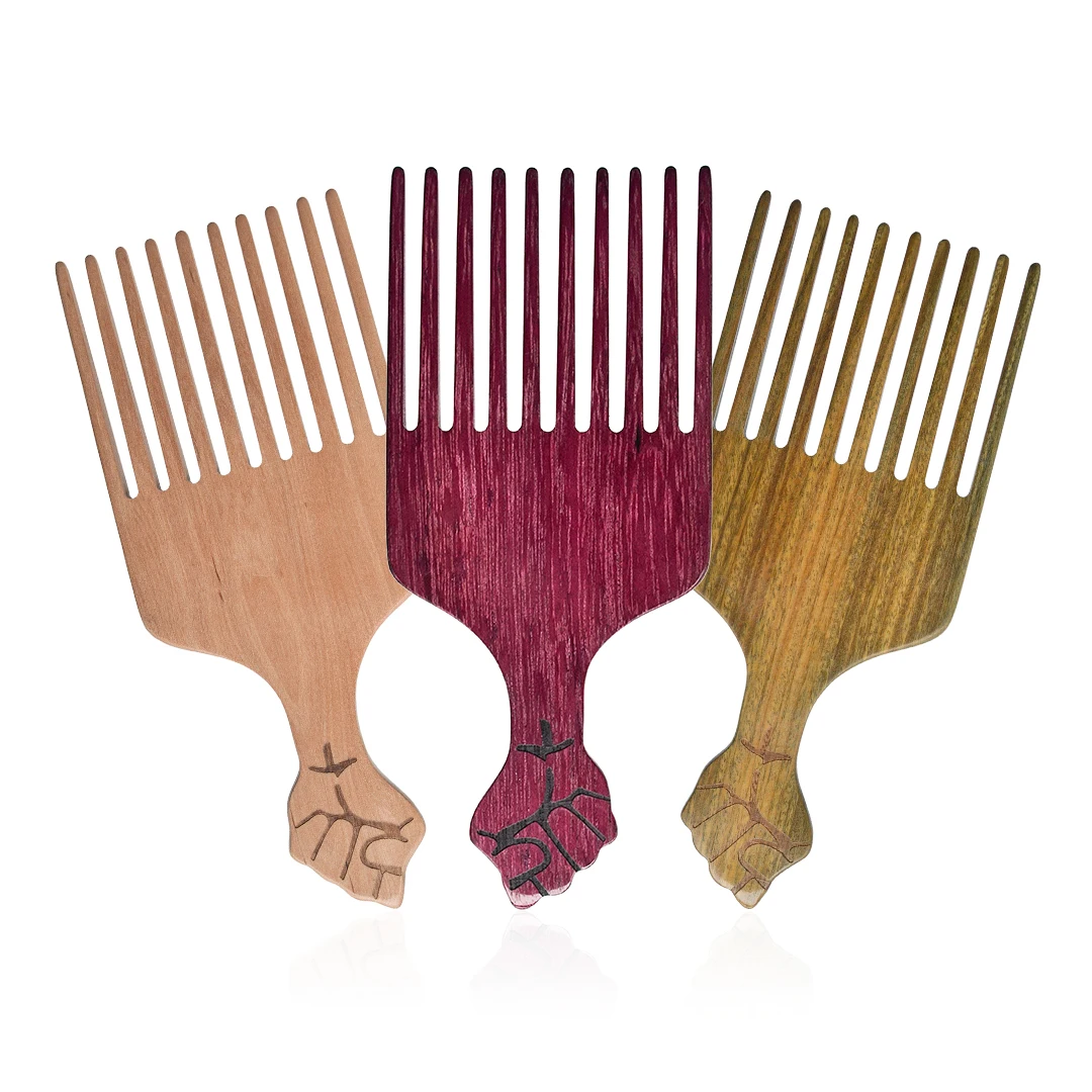 

New Arrivals First Design Natural Biodegradable Wooden Wide Tooth Hair Afro Pick Comb Beard Pick Comb Detangle Styling for Hair