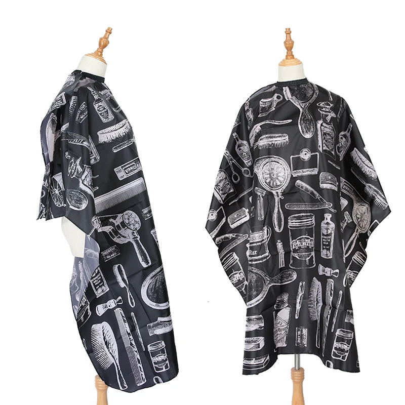 

Retro salon elements pattern Polyester cape Barber shop Capes Salon Hairdressing Hair Cut Cape