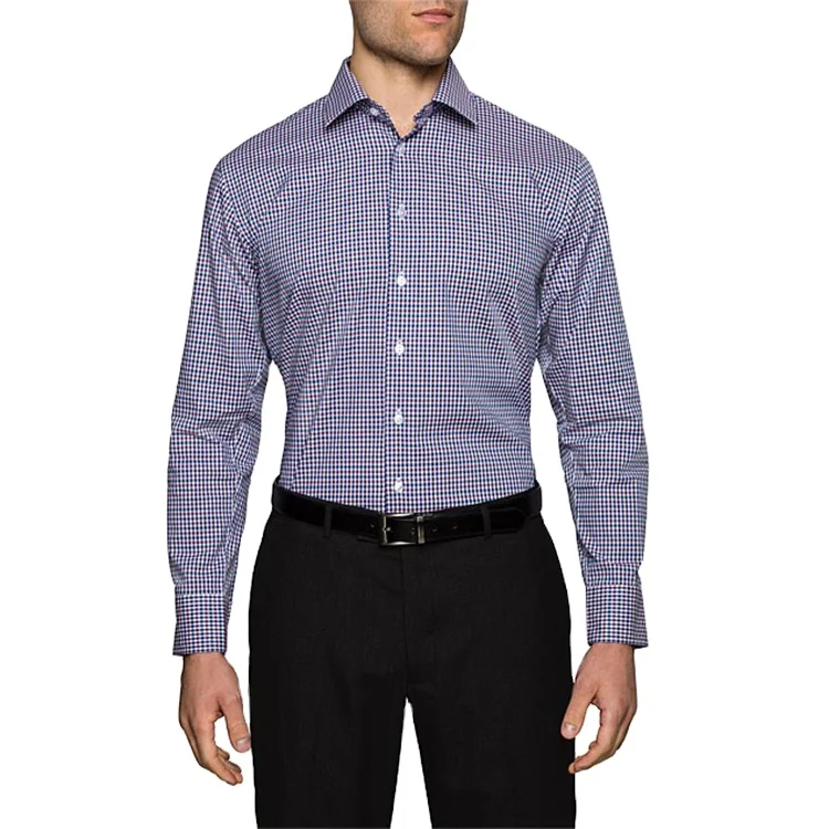 

OEM apparel wholesale custom 2 Colour gingham check male business shirt, Can be customized