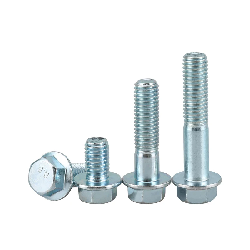 

Blue Zinc coating M6 M8 M10 Flange Hex Bolts Carbon Steel Galvanized GR8.8/10.9/12.9 Flange Bolts