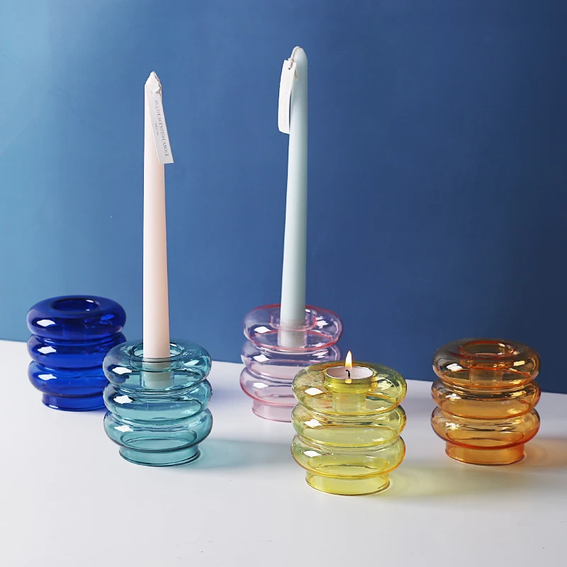 

New Hot Sales Multi Color Borosilicate Candle Jars Glass Bubble Decorative Lanterns Candlestick Wedding Home Decoration