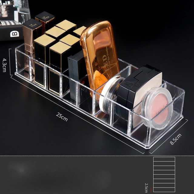 

Wholesale Ps Cosmetic Organizer Table Makeup Stock Case Lipstick Puff Display Case Box, Clear transparent