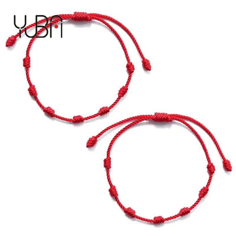 

2021 Friendship Bracelet Adjustable 7 Knots Red String Bracelet Handmade Good Luck Amulet Rope Brceletet