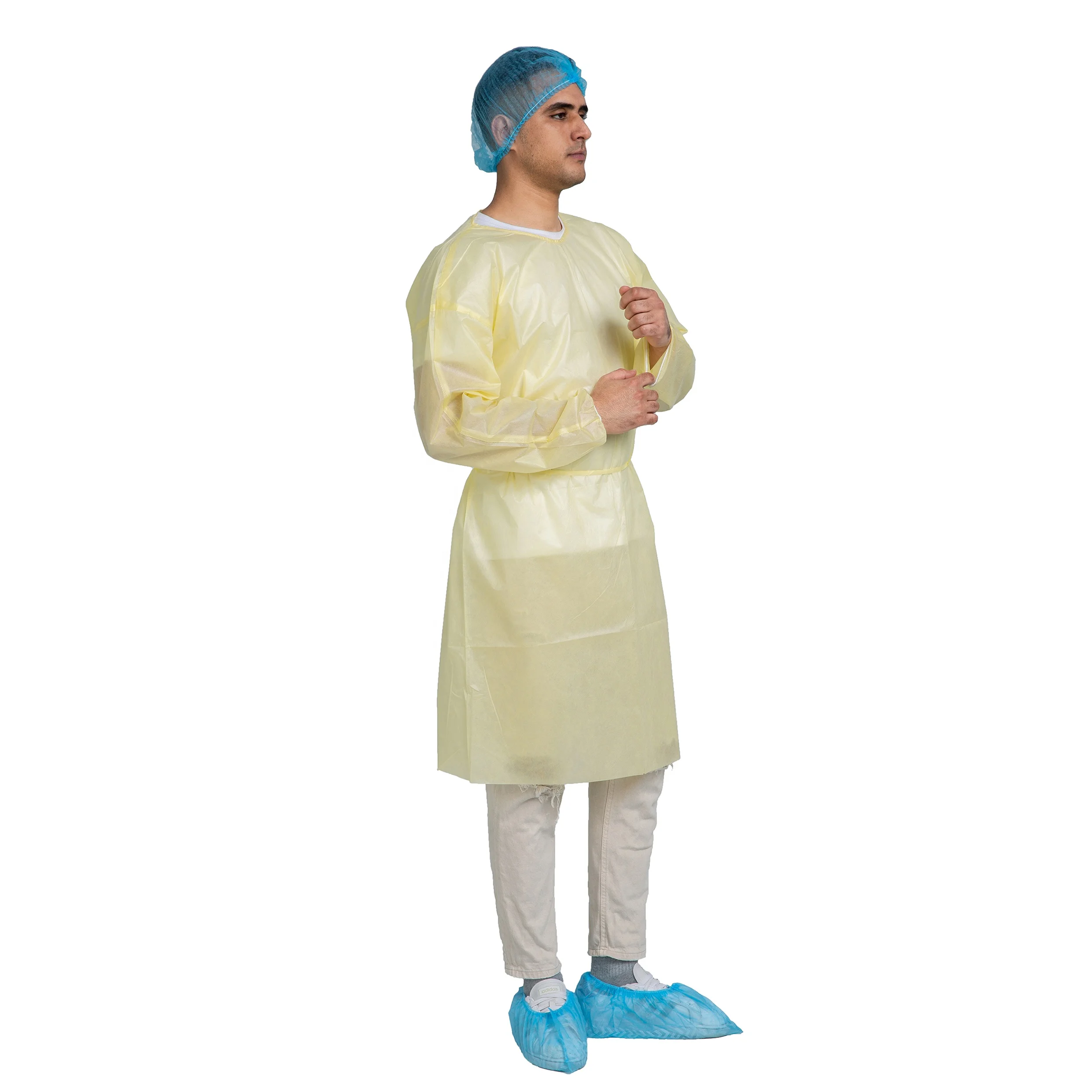 

Disposable hospital isolation gown Non-woven waterproof Isolation protective uniform/robe on stock Immediate delivery AAMI gown, Pink, blue, yellow, dark blue, green, dark green and other option.