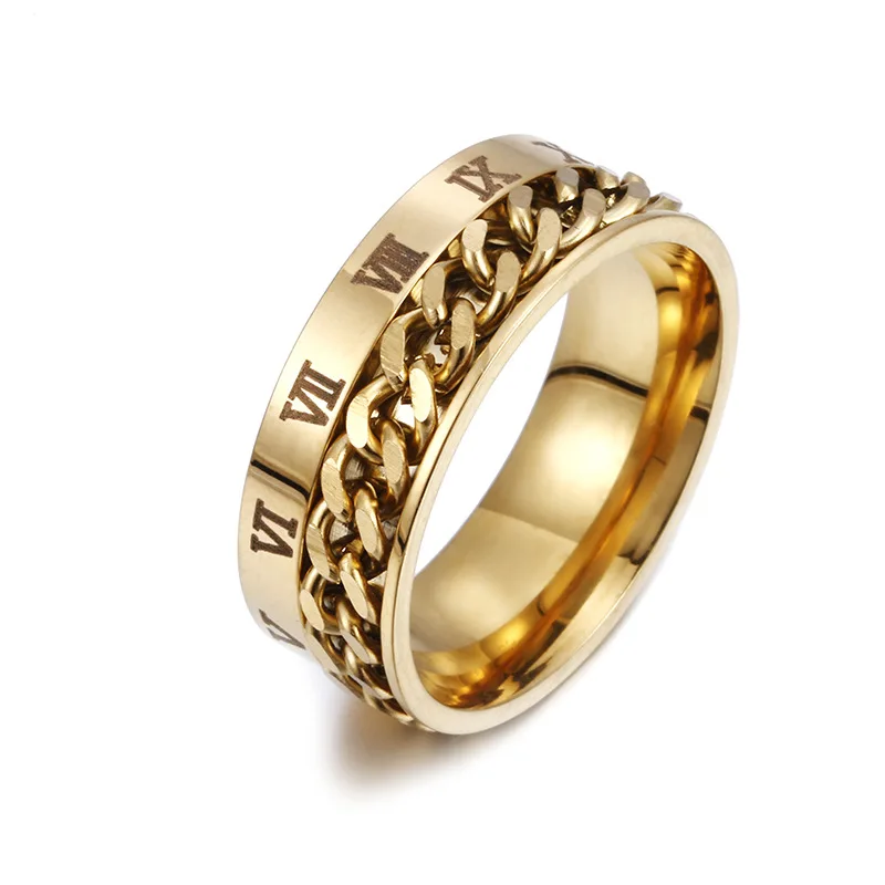 

Pressure Relief Jewelry Roman Digital Titanium Steel Ring Removable Chain Ring