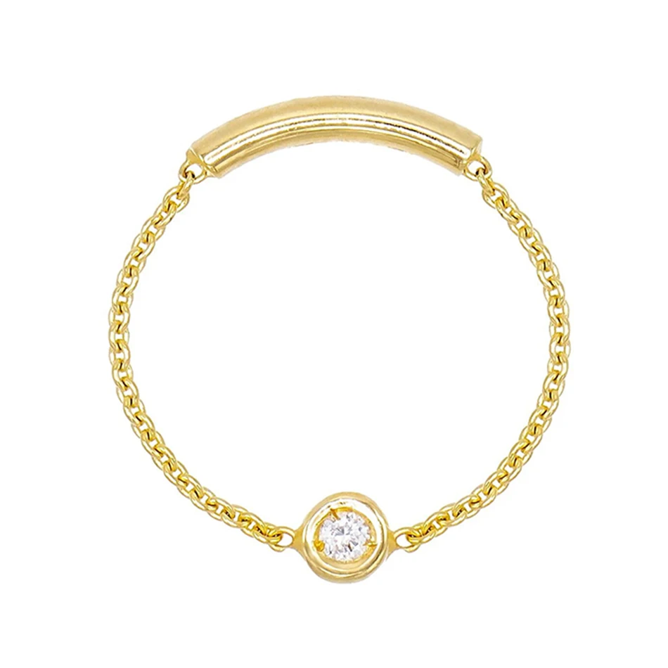 

wholesale 14k gold jewelry 925 sterling silver 14k gold plated bezel chain ring for women jewelry