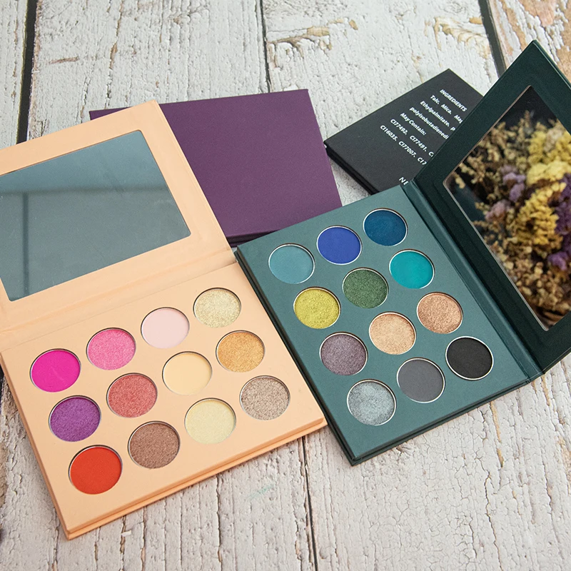 

Hot Selling 12 Color Powder High Pigment Glitter Matte DIY Custom Makeup Eyeshadow Palette Private Label, Pink,white,black,green,purple