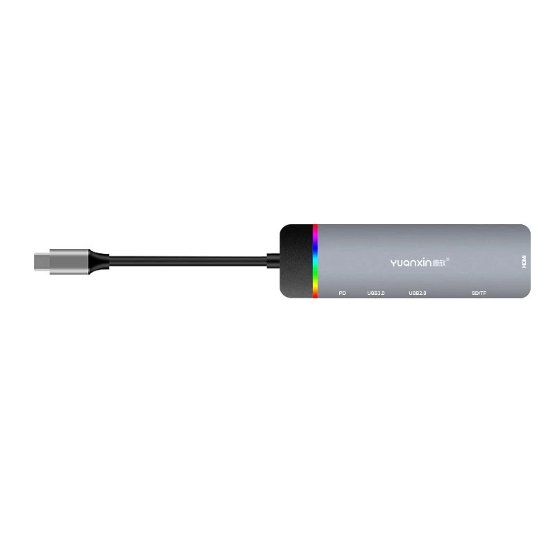 

Type C Hub usb-C Docking Station 6 In 1 Mini Port Adapter Usb Hub3.0, Black/gray