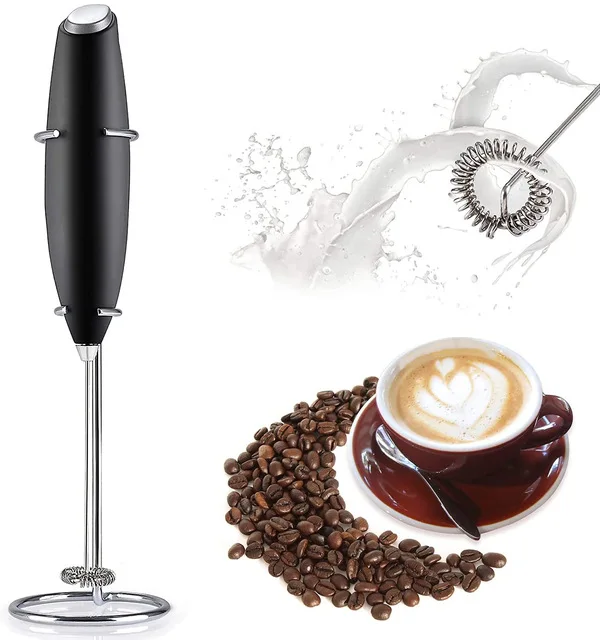 

Tiitee Handheld Electric Milk Frother Foam Maker Whisk Drink Mixer Mini Foamer Coffee Accessories, Silver,black,white, red