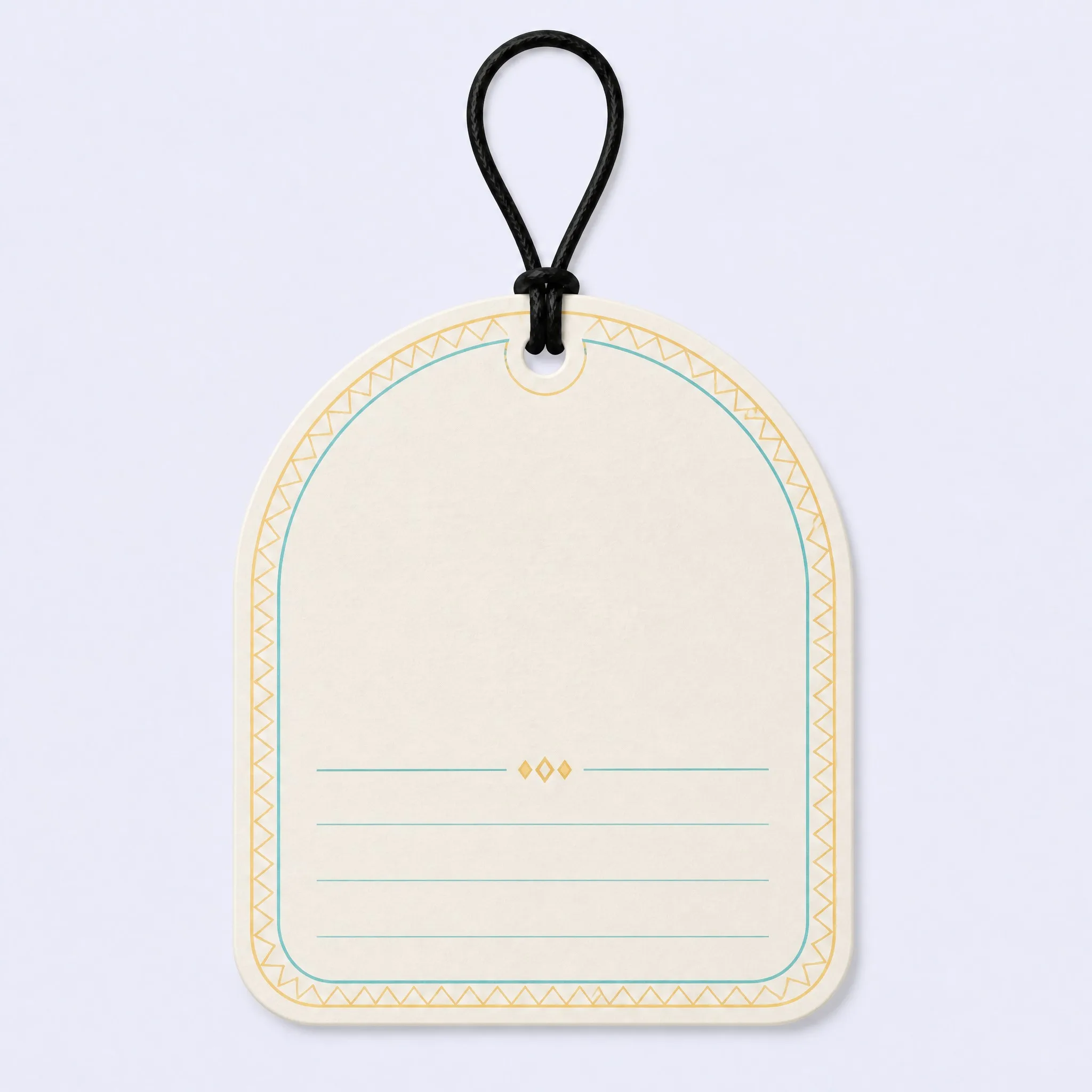 Back View of Piña Colada Scented Hang Tag with Turquoise Border and Note Guidelines