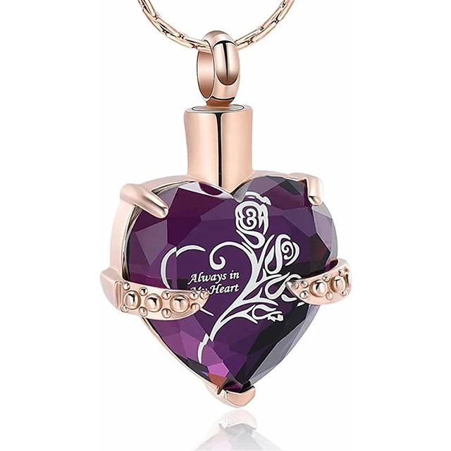 

Manufacture Directory Fashion Crystal Heart Shape Cremation Jewelry Memorial Urn Necklace for Ashes Men