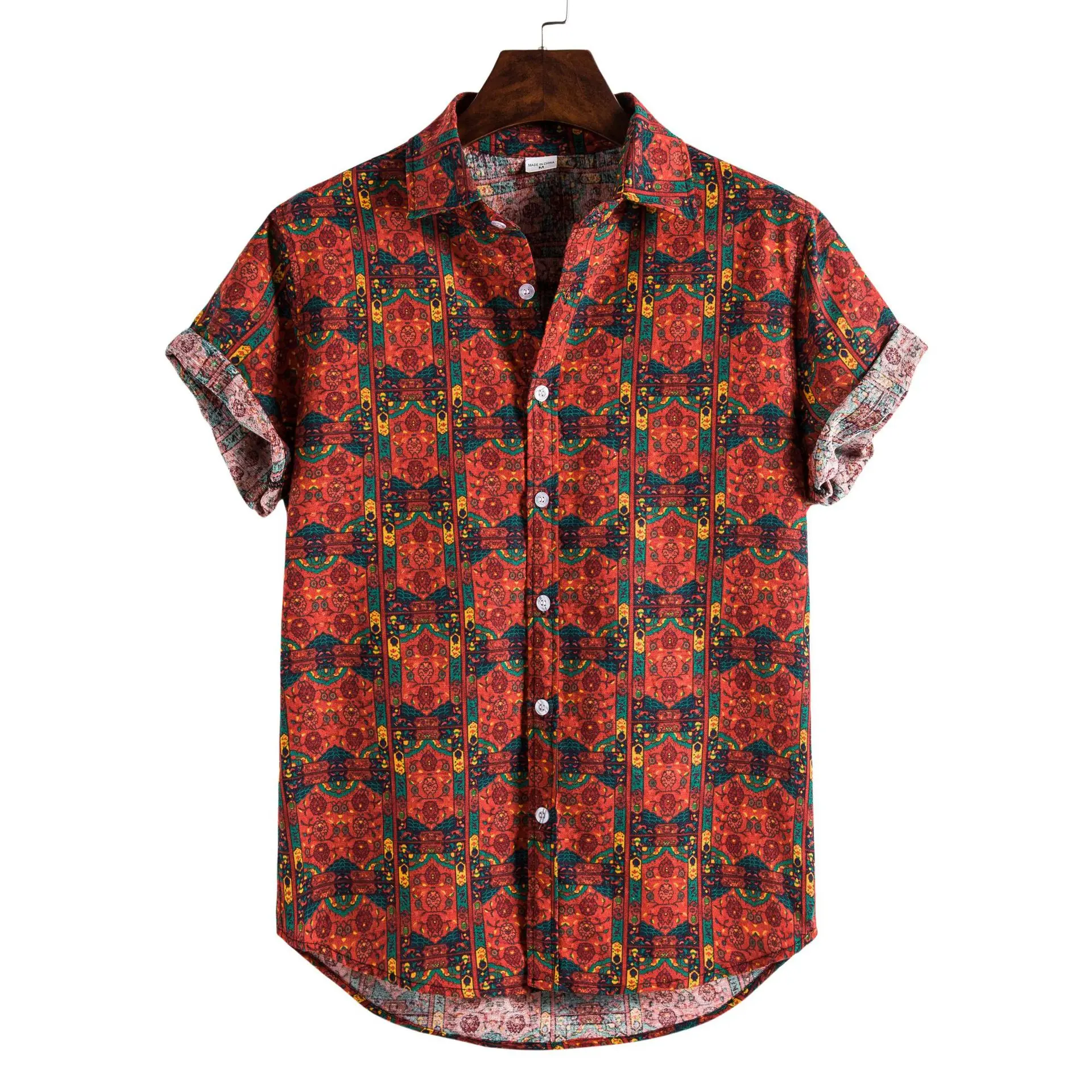 New Arrival High Quality Men Casual Summer Printed Button Down 