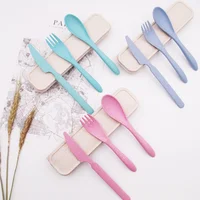 

Portable Wheat Straw Tableware Cutlery Knife Fork Spoon Set