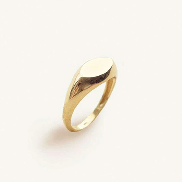 

18K Gold Plated Stainless Steel Oval Signet Blank Rings for Women, Gold, silver, rose gold, black