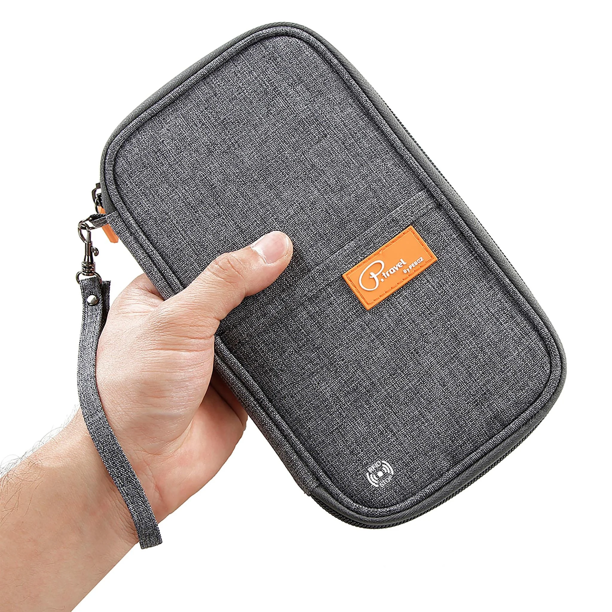 

P.travel multi-purpose RFID blocking business card organizer travel wallet passport holder, Gray, green, orange, rose-red, black