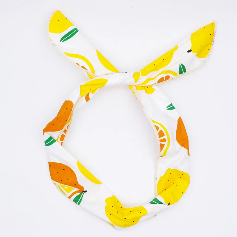 

Custom Latest design sweet headband lemon pattern fashion hair wrap cross head band hair accessories for girls drop shipping, Picture