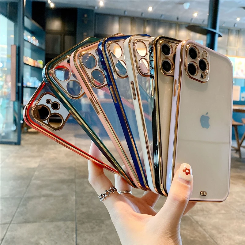 

electroplating tpu two color cell phone case for iphone 11 12 pro max,for iphone 12 pro max electroplated frame case cover