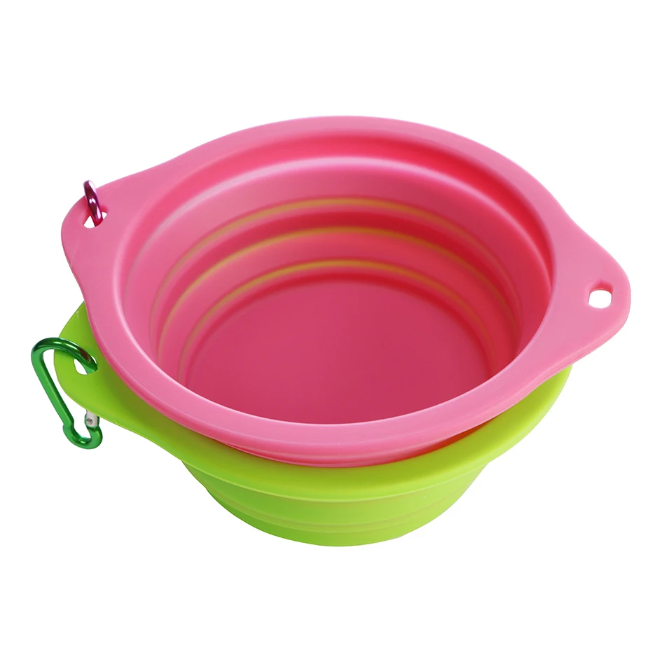 

Customized Logo Foldable Pet Bowl Silicone Collapsible Dog Bowls Folding Pet Bowls Travel, Pantone color available