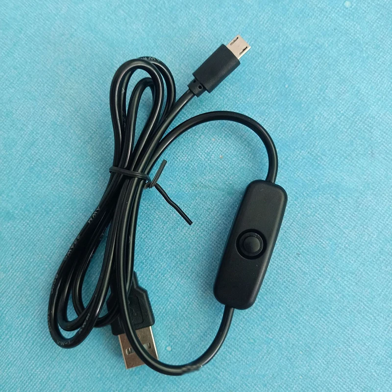 

White Black USB2.0 Type A to Micro B USB Switch Cable for LED Lamp Pump On Off Switch 501, Black/white/customised