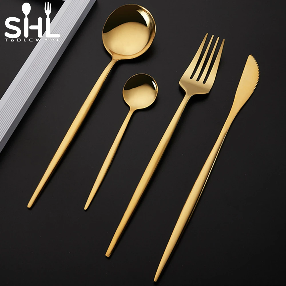 

High quality luxury cutlery set gift stainless steel gold cutlery flatware set, Silvery/ gold/ rose gold/ etc...