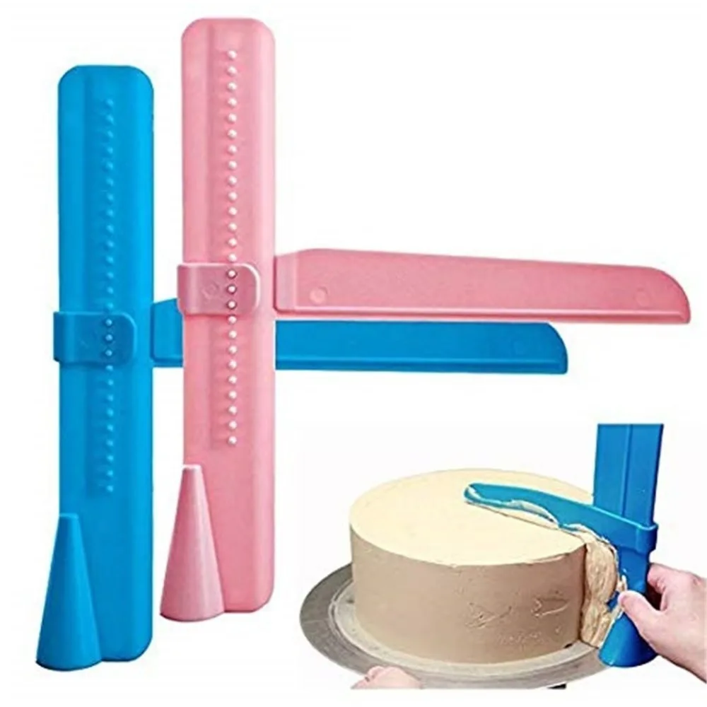 

Adjustable height cake scraper Turn the sugar cake flattener, White pink blue