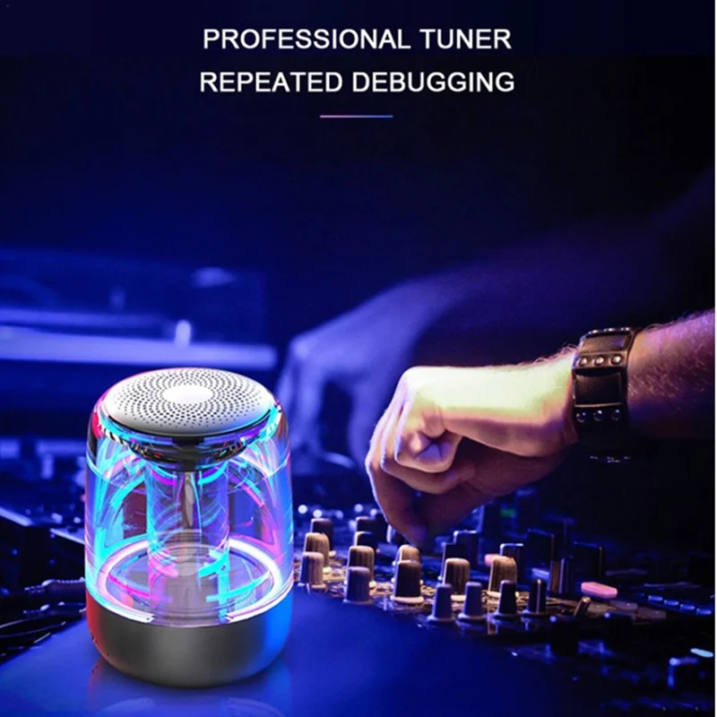 2020 High Quality LED Light Portable Bluetooth Speaker Transparent BT 6D Subwoofer C7 Wireless Mini Speaker - ANKUX.COM