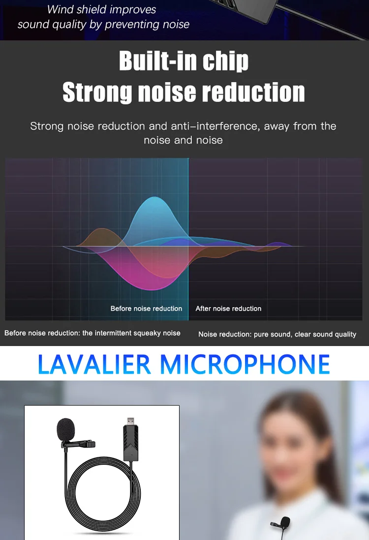 Factory Professional Production Usb Lavalier Microphone Clip On Lapel