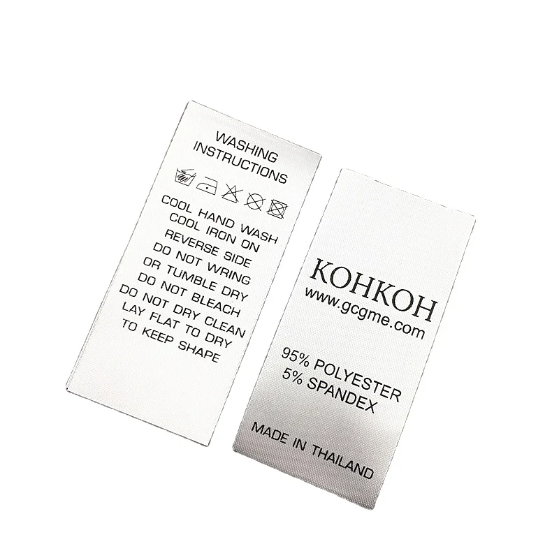 

High Quality Polyester Satin Washing Care Printed Clothing Tag and Labels, Pantone color