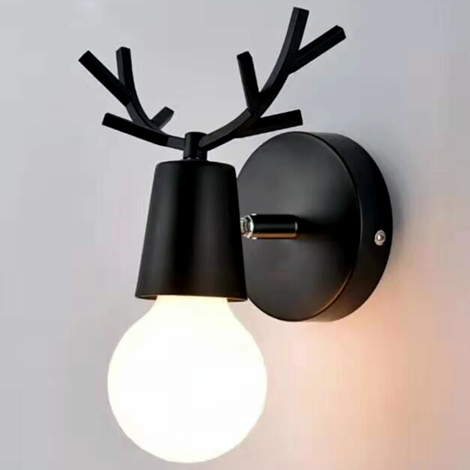 Antlers Nordic Vintage Creative Wooden Wall Light Holder Minimalist Wall Sconces Metal Base For Home Parlor Living room