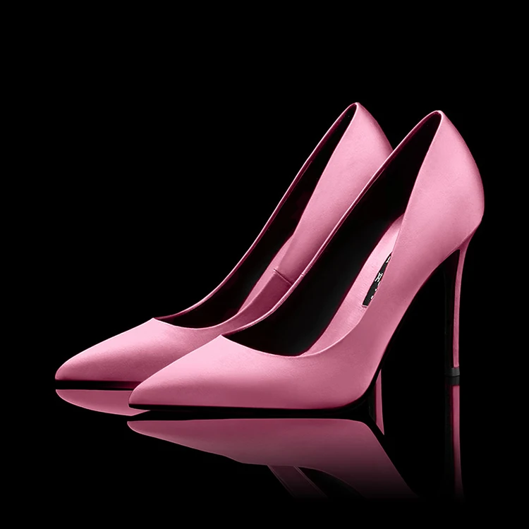 

Handmade Classic Office Style High Thin Heels satin Women Pumps Dress Shoes