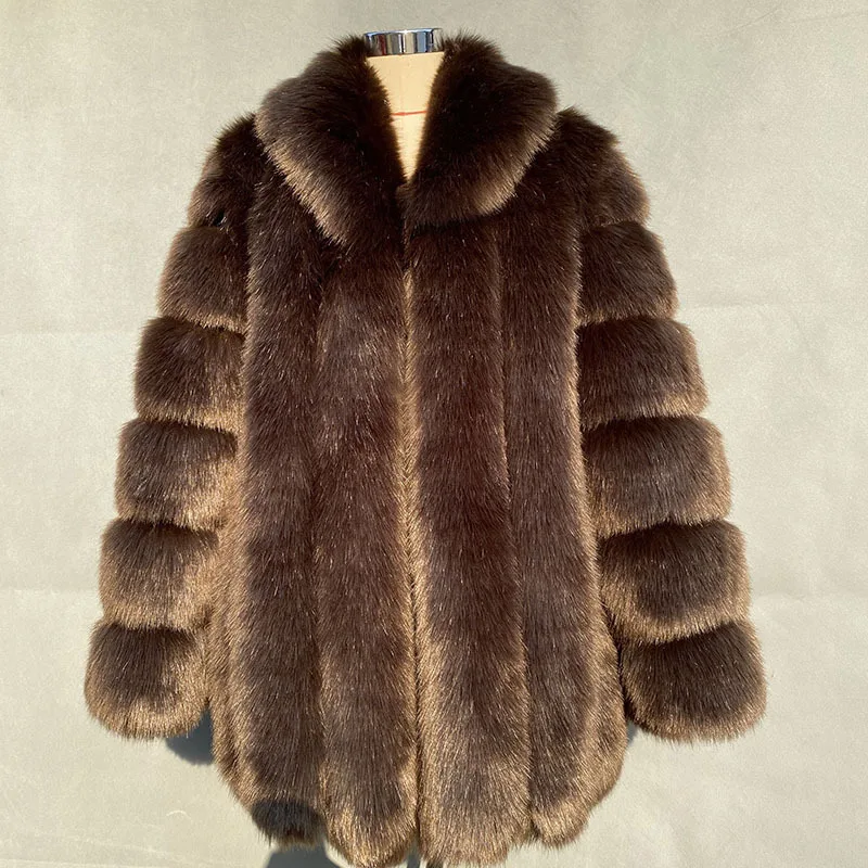 

S-3XL fluffy fuzzy bear vegan fake faux fur coat jacket women