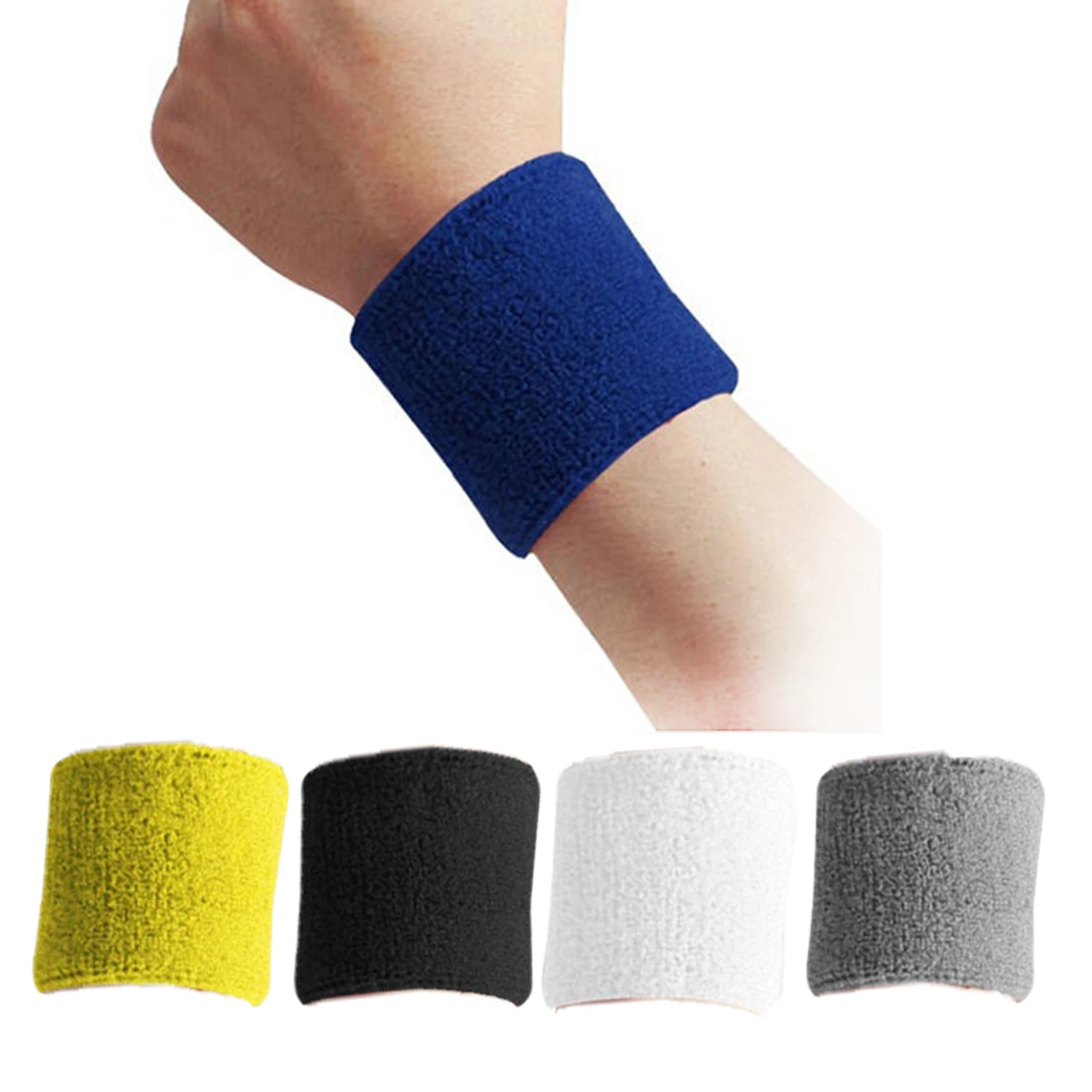 

1PC Cotton Wristbands Sport Sweatband Hand Band Sweat Wrist Support Brace Wraps Guards Gym Volleyball Basketball