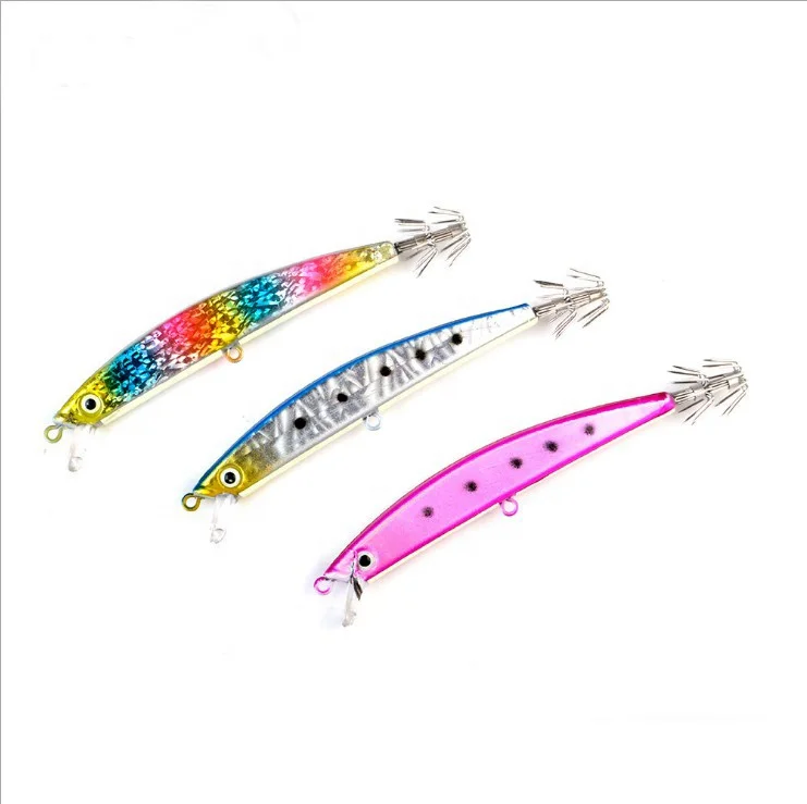 

1 pcs 11cm 14cm Luminous Hard plastic bait Squid Fishing Lure minnow With Squid Hook