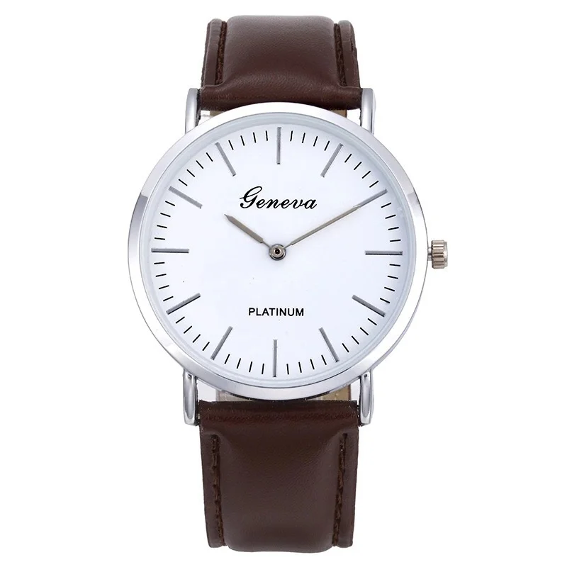 

Leather strap simple watch reloj reloj fashion quartz watch montre homme reloj geneva, Black and brown