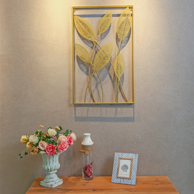 

Nordic Metal Iron Leaf Home Restaurant decoracion para el hogar Wall Decoration, Gold,colorful