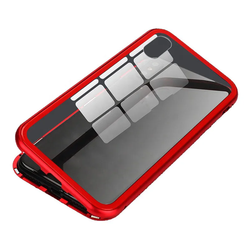 

Metal Magnetic Adsorption Case For IPhone X 8 7 6 phone Case Double Sided Glass Magnet Case Cover
