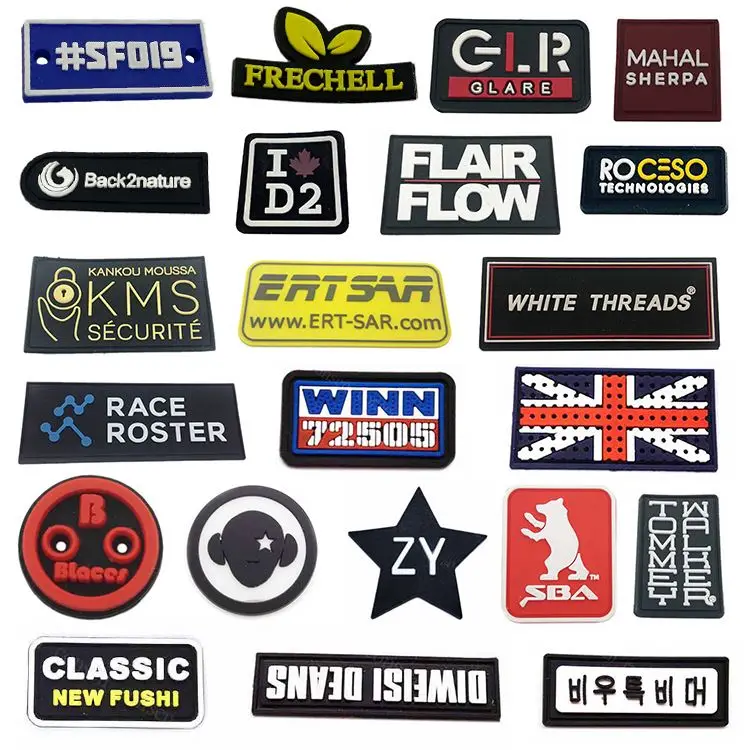 

Rubber Patch Logo Fashion Custom 3D Name Logo Raised PVC Label For Clothing / Bags, Customized color
