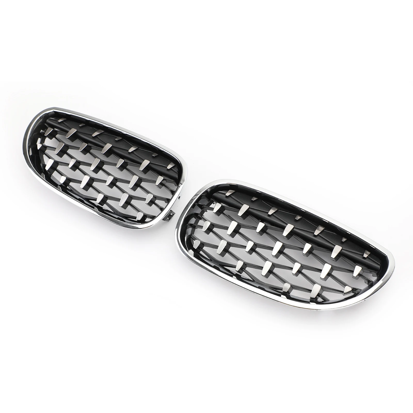 

Areyourshop Pair Chrome Diamond Style Front Grill Fit For 2003-2010 For BMW E60 E61 5 Series