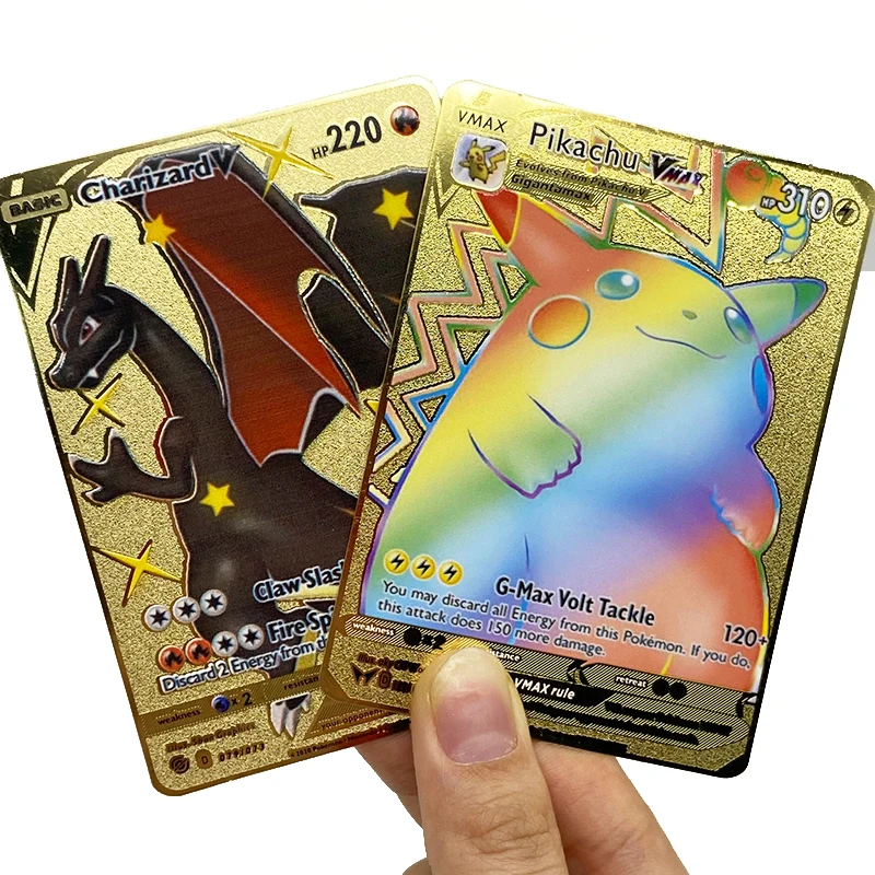 

Ready To Ship 1st Edition Base Set Charizard GX Rainbow Pikachu Vmax Metal Trading Game Card Wholesale
