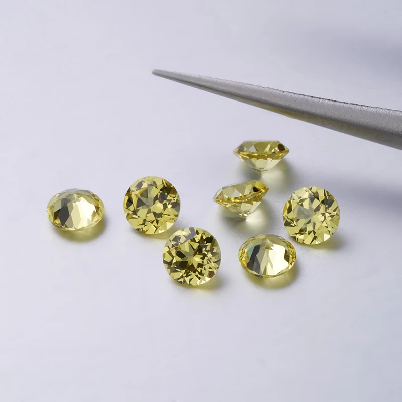 

fancy light yellow sapphire 2.1-4mm round cut lab yellow sapphire stone MOQ 1pc