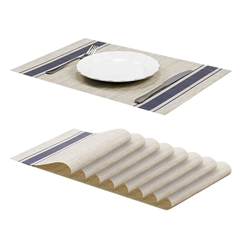 

Heat-Resistant Placemats Stain Resistant Anti-Skid Washable PVC Table Mats, Custom color