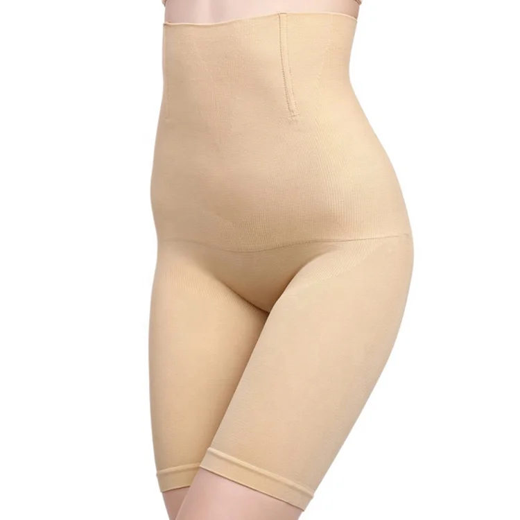 

1102 Women High Waist Seamless Slim Shorts Mid Thigh Slimming Pants Body Shaper Tummy Control Shapewear Panties, 2 colors: black, nude