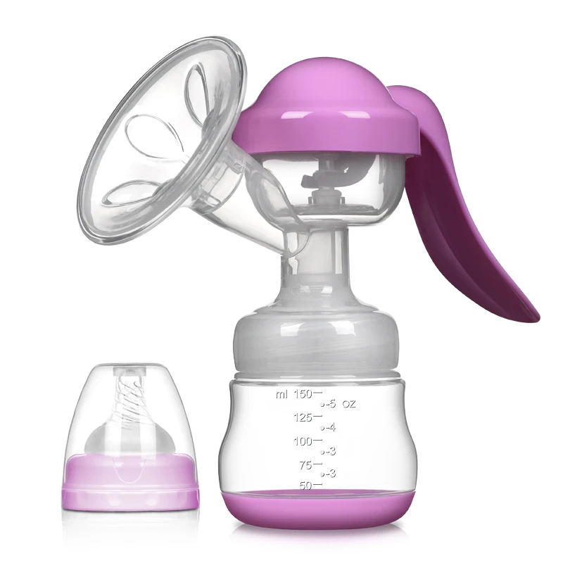 

BPA Free Medical Grade Baby Care Manual Breast Pump With Nipple Cover, Purple , white , blue