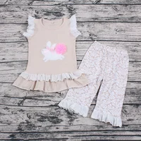 

2020 Baby clothes fashion outfits clothing Easter ready to ship girls bunny embroidery design kids fashionable children clothing