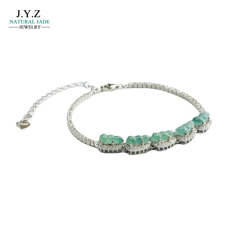 

S925 Silver Inlay Natural Emerald Bracelet Sauteed Green Beans Ice-Like Lanshui Factory Live Delivery FC3041705