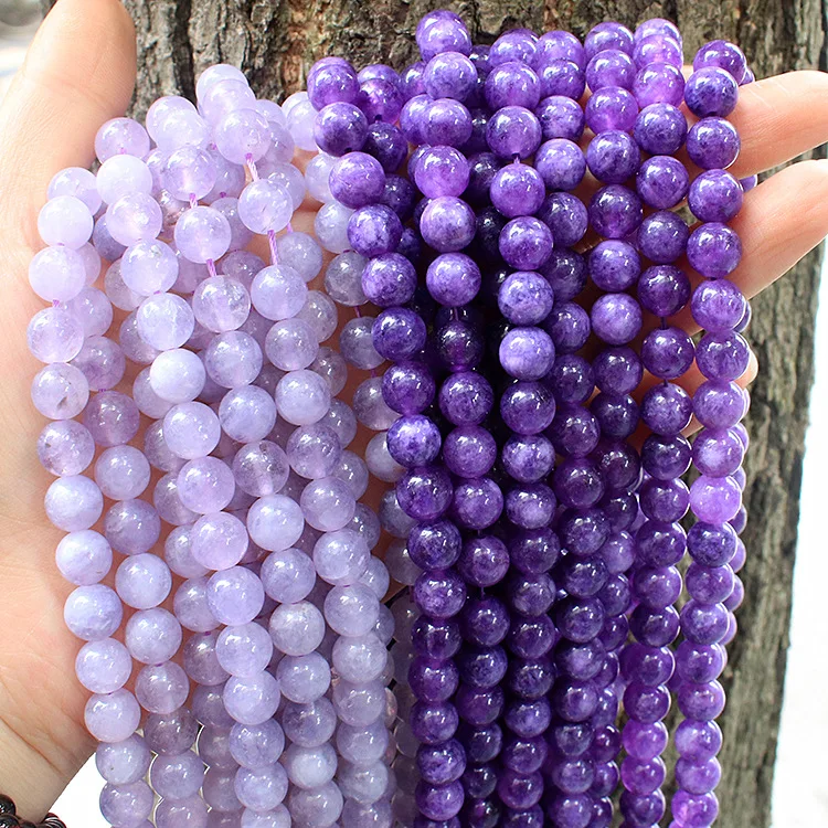 

Factory direct supply of amethyst loose beads lavender amethyst purple jade round beads diy jewelry accessories beads