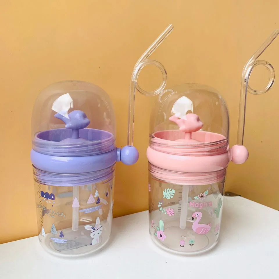 

2021 New product cartoon Colorful Cups Acrylic Tumbler beverage cup with Straw and Dome Lid for kids, Customized color