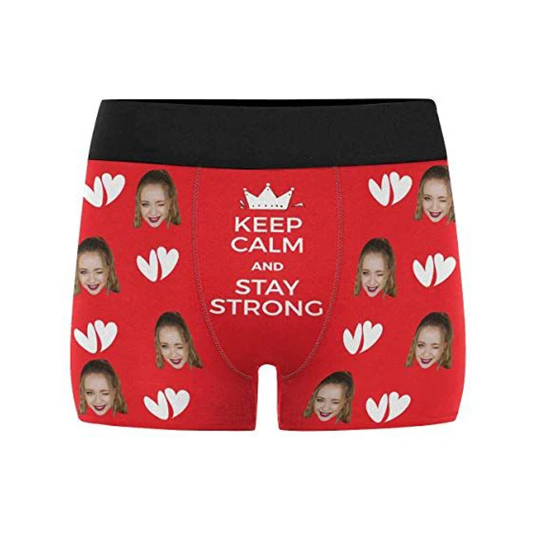 

Dropshipping Custom printed face compression shorts mens boxer men underwear elastic print