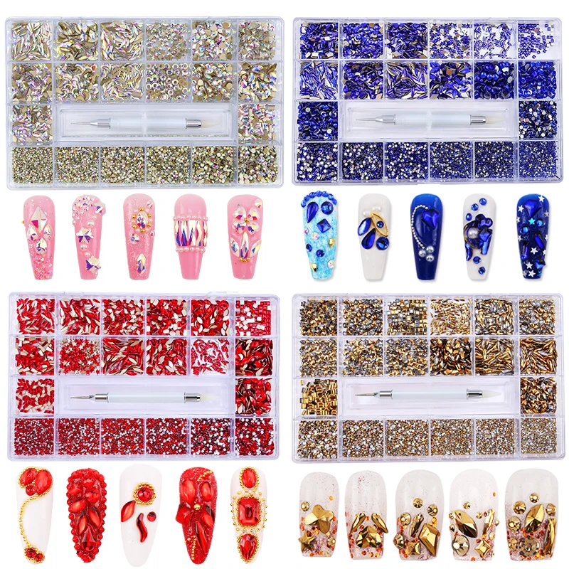 

Nail supplies Multicolor Rhinestone Set For Nail Art Flatback Crystals AB Mixed Shape Rhinestone for Nail Art Decoration